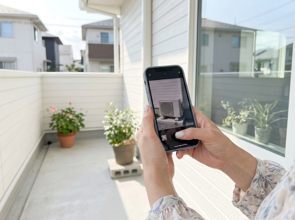 スマホで室外機を撮影