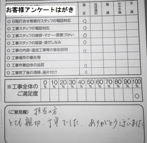 お客様アンケートはがきより
