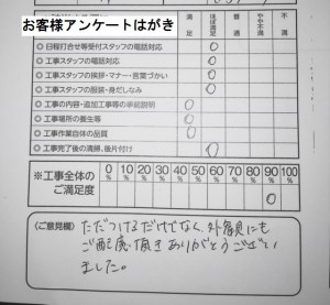 お客様アンケートはがきより