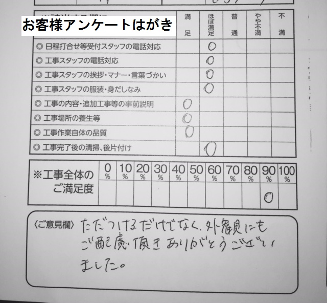 お客様アンケートはがきより